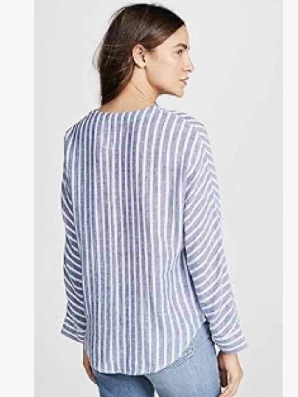 Rails Striped Lace-Up Tunic in Blue and White x small - Picture 2 of 6
